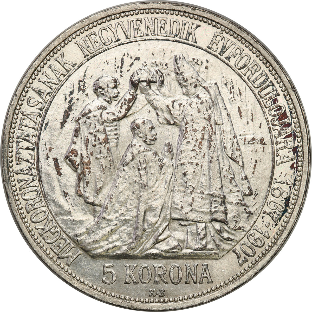 Węgry. Franciszek Józef I. 5 koron 1907 KB, Kremnica